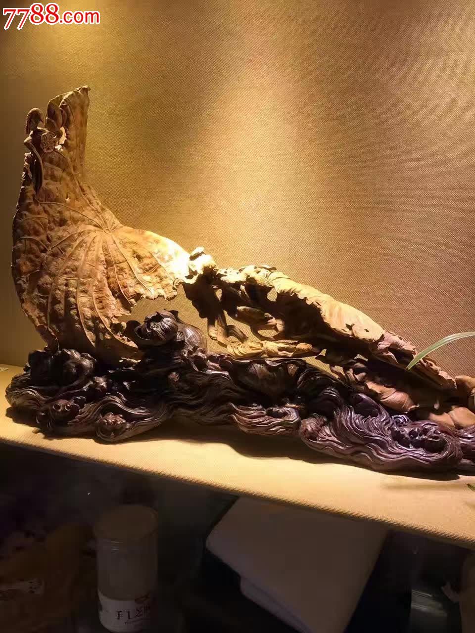 枯荷我愿为莲婷婷玉立,其他根雕/木雕,木艺文房,黑檀木,年代不详,雕法