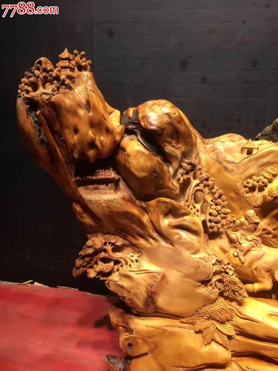 崖柏老子出关_木雕摆件_鸿天工艺【7788收藏__中国