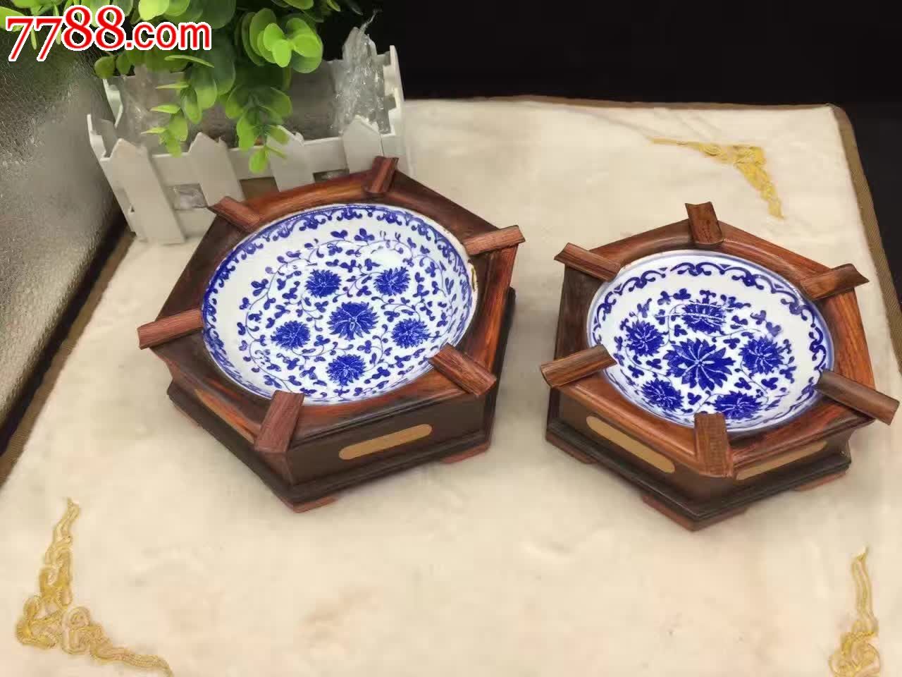 老挝大红酸枝青花瓷烟