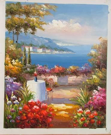 地中海风景油画-单价:38.0000元-wh13746-油画原画