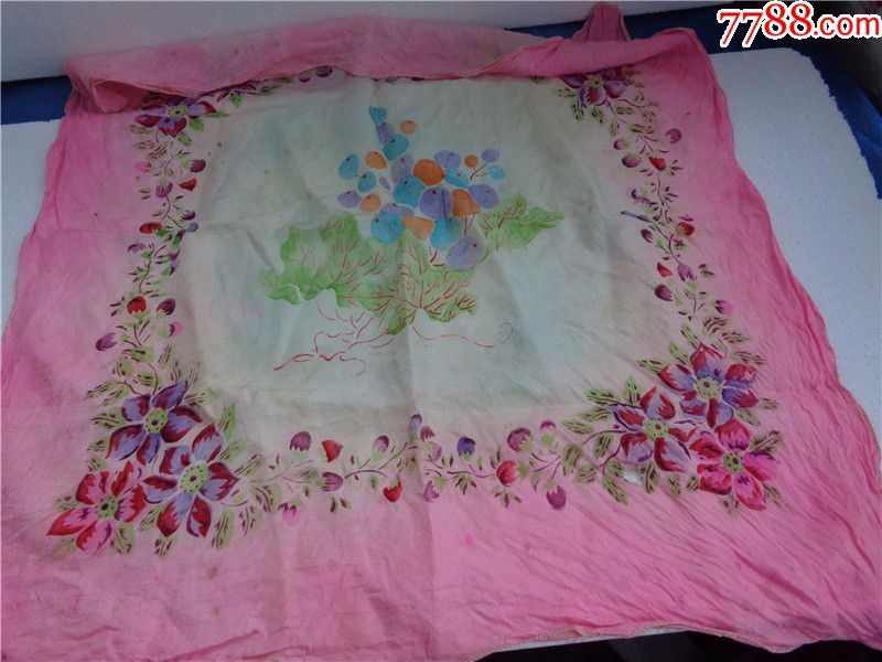 民国时期花卉纹印花手绢-手帕/手绢-7788商城__七七八八商品交易平台
