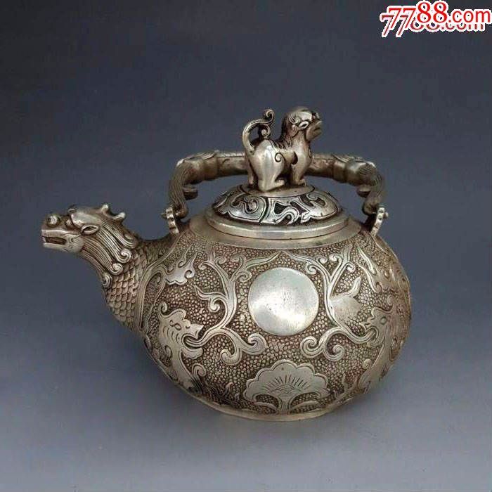 白铜龙嘴壶茶壶家居装饰仿品摆件收藏