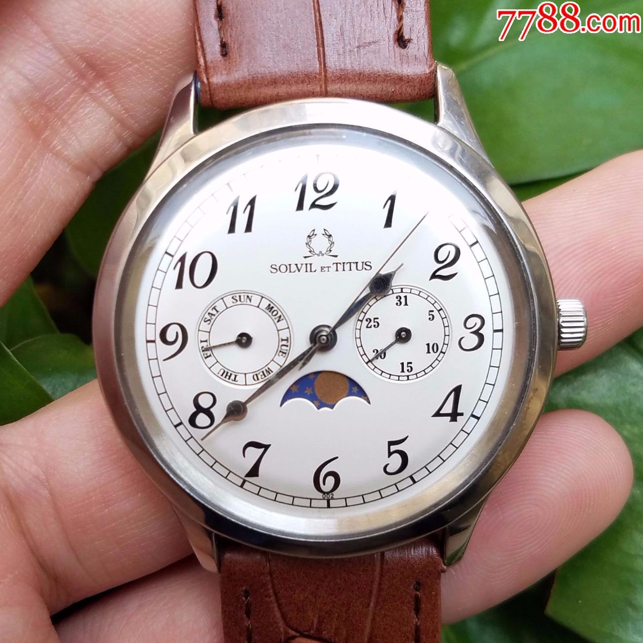 拱形盘面表盘】瑞士titus铁达时-天长地久系列-月相显示-石英男表