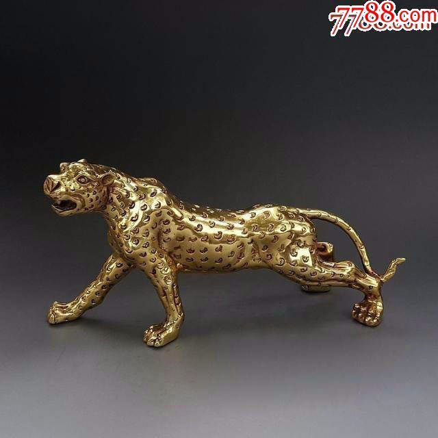 纯铜金钱豹猎豹花豹家居铜器新品摆件收藏