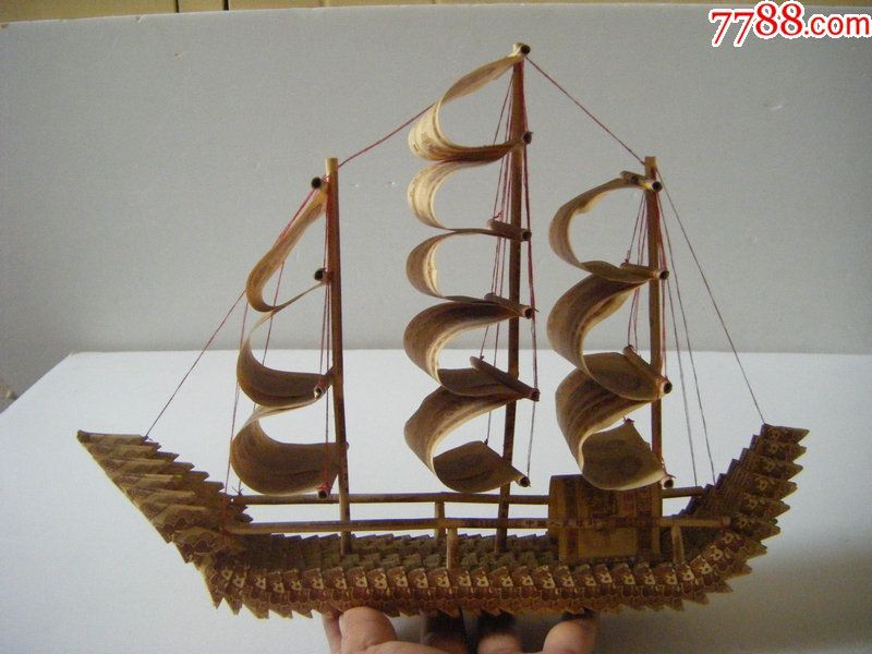 一分纸币折叠的船儿一帆风顺吉祥摆件