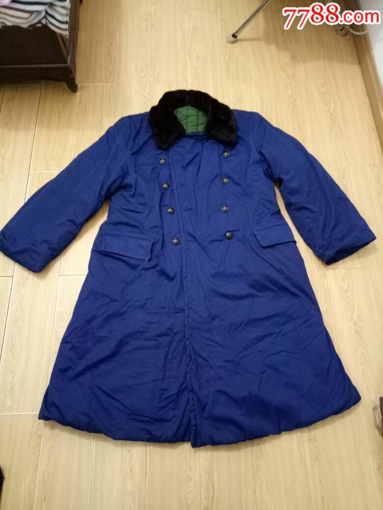 警80年蓝迪卡棉大衣