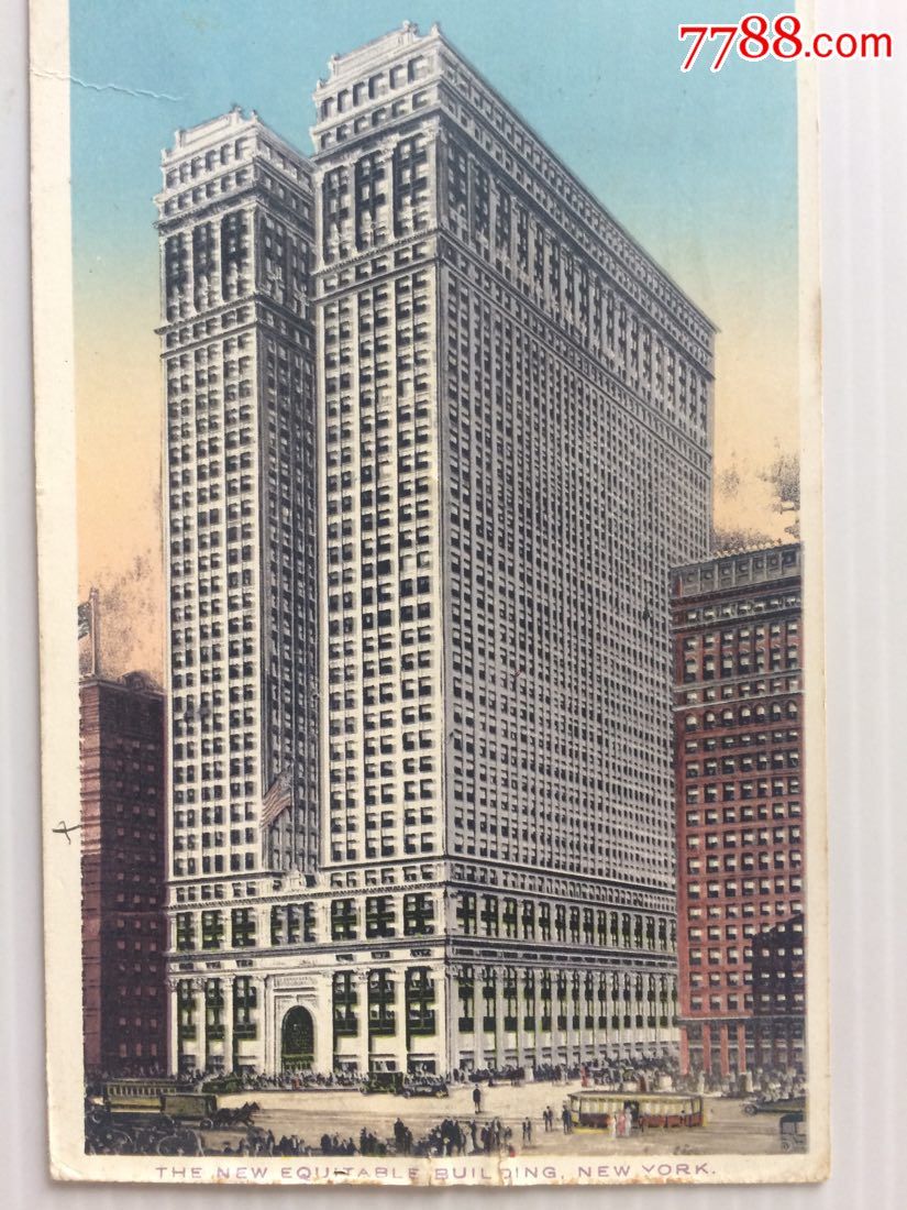 1915年10月13日美国(纽约大厦)实寄明信片贴早期古典邮票1枚