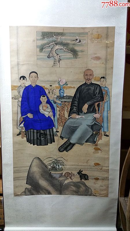 清代子孙满堂人物画像