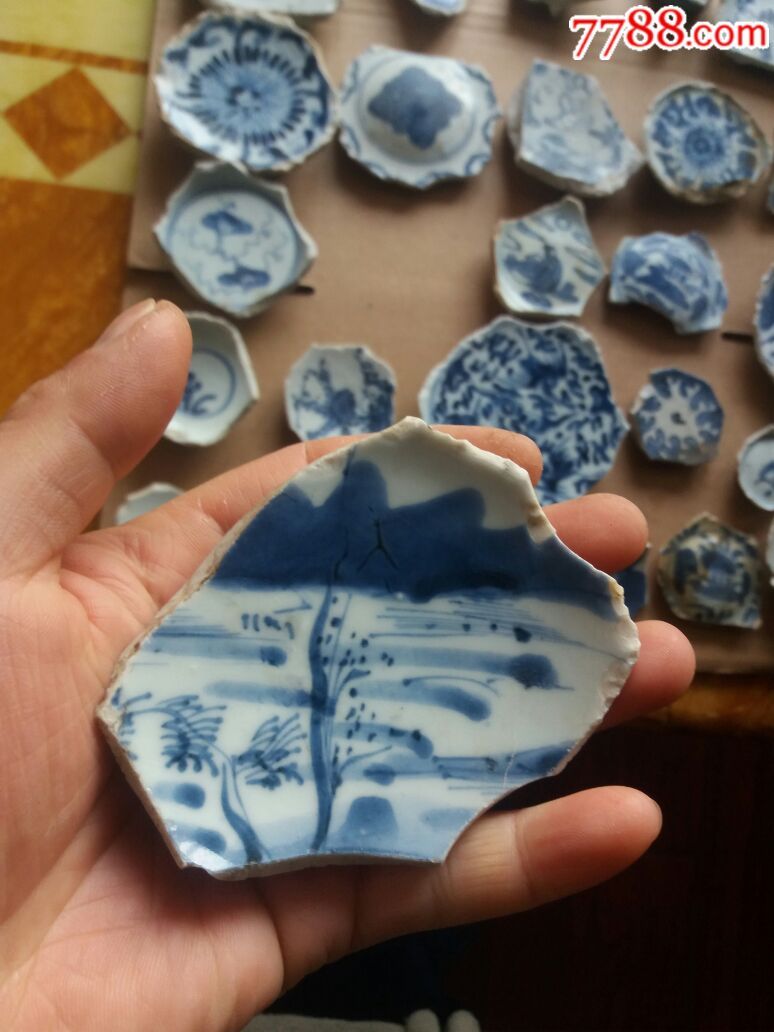 青花瓷片一堆(14)