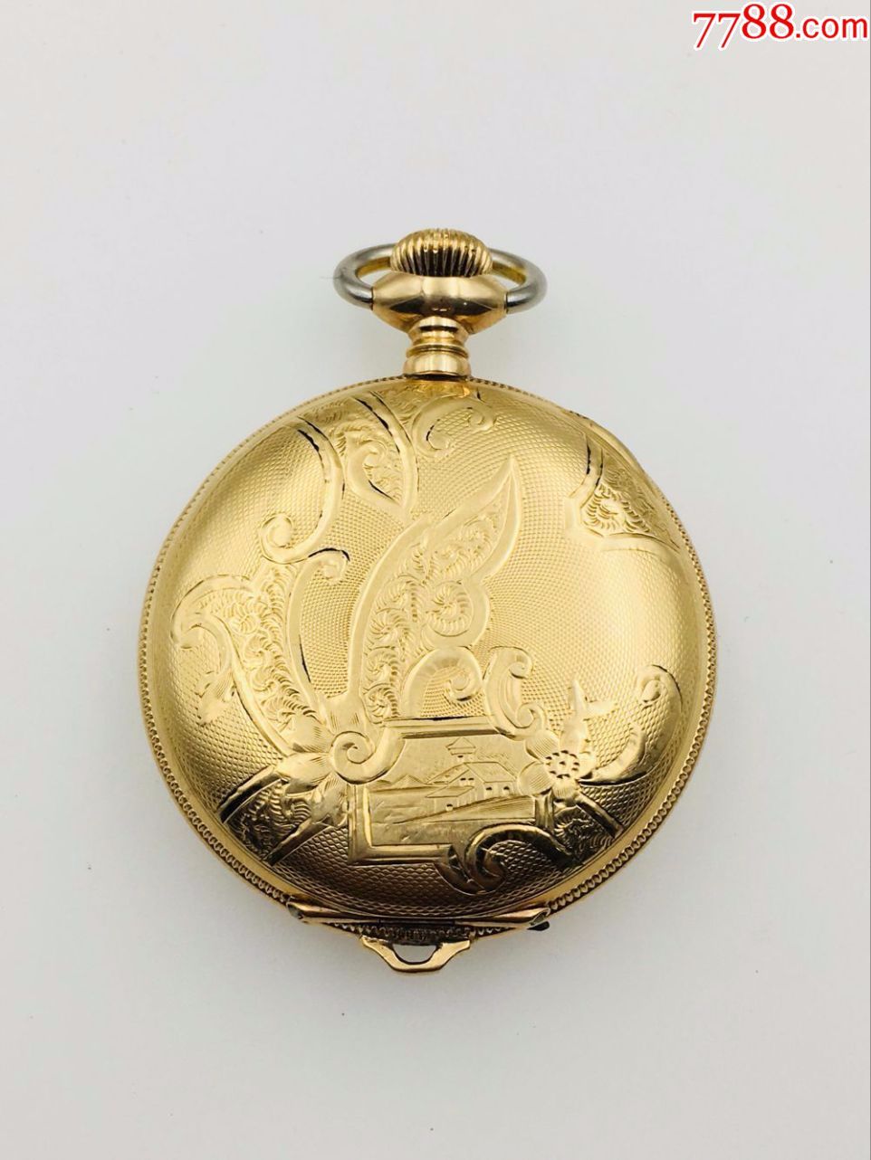 美国产14k雕花包金三开门waltham/华生古董老怀表--不走时--摆好.