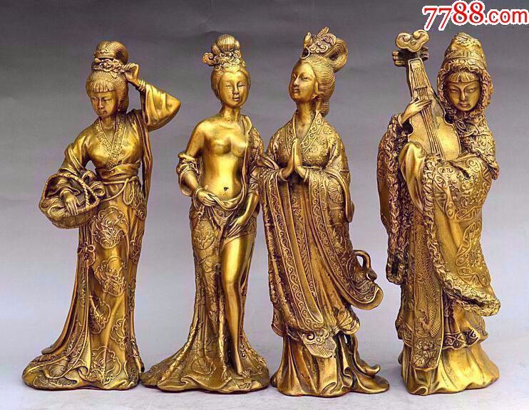 纯铜四大美女铜雕工艺品人物雕塑装饰新品摆件收藏
