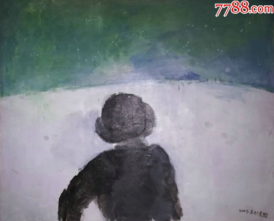 著名画家布面人物油画《背影》—【低价拍售完为止】油画作品(*u-wp