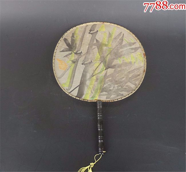 丝绸竹子团扇