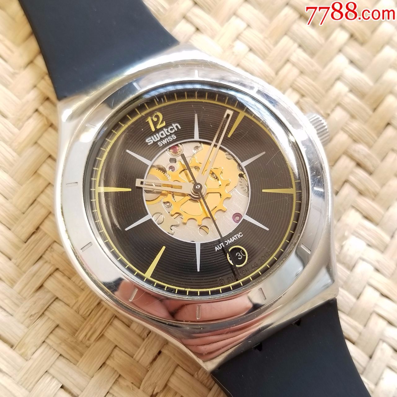 【瑞士v8认证eta机芯!】【独特半镂空设计!】瑞士斯沃琪-自动机械男表