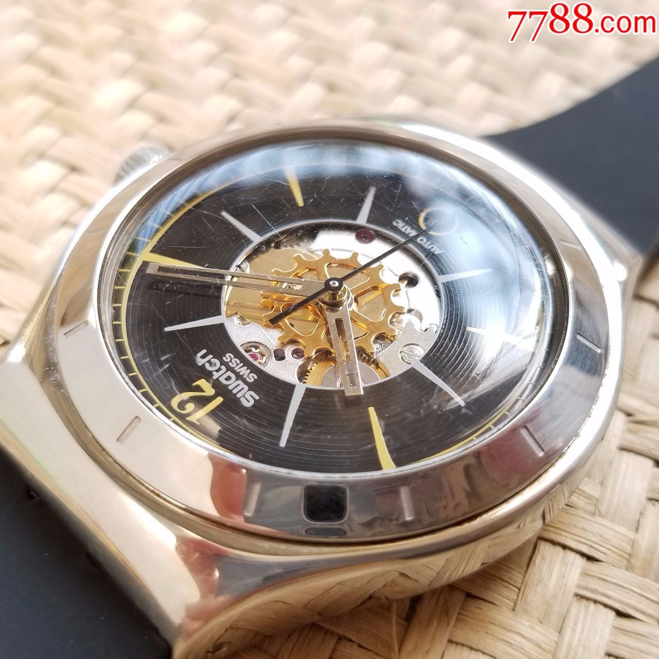 【瑞士v8认证eta机芯!】【独特半镂空设计!】瑞士斯沃琪-自动机械男表