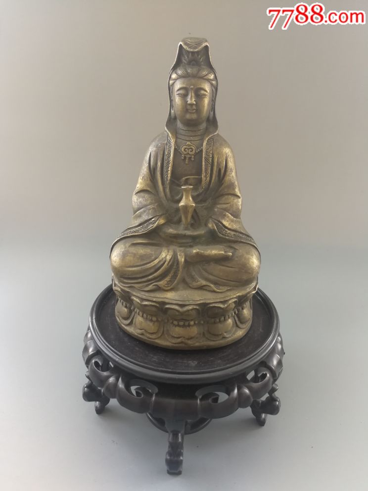 八十年代铜观音坐像_铜像/铜佛像_丶楼外青山【7788收藏__收藏热线】