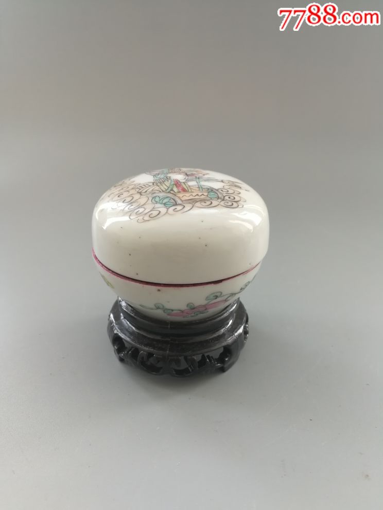 民国万子林绘观音送子粉盒