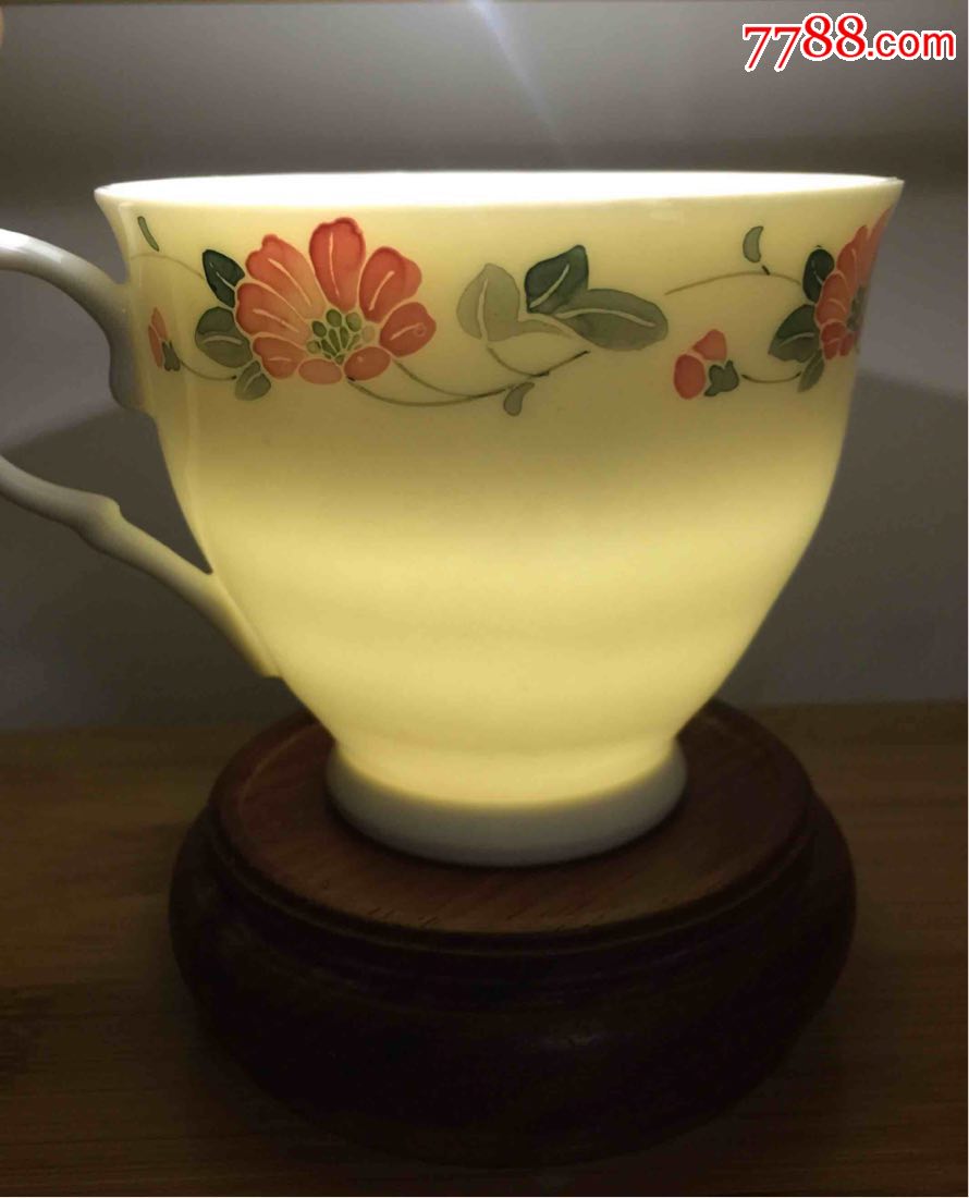 70年代醴陵永胜瓷厂釉下彩手绘杯一对(完好)