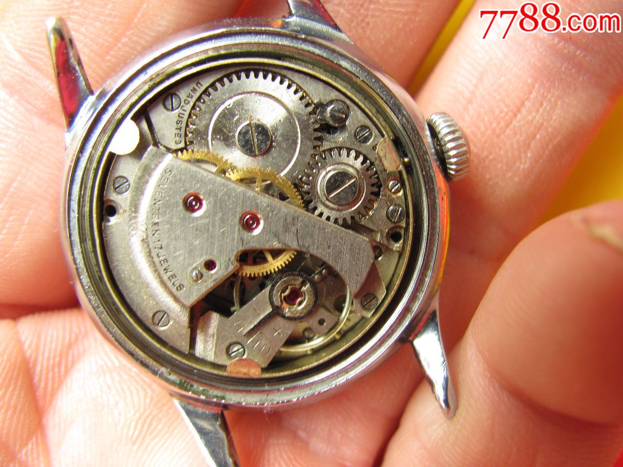 少见金面数字盘特殊机芯的瑞士古董表一个_手表/腕表_古旧表之家
