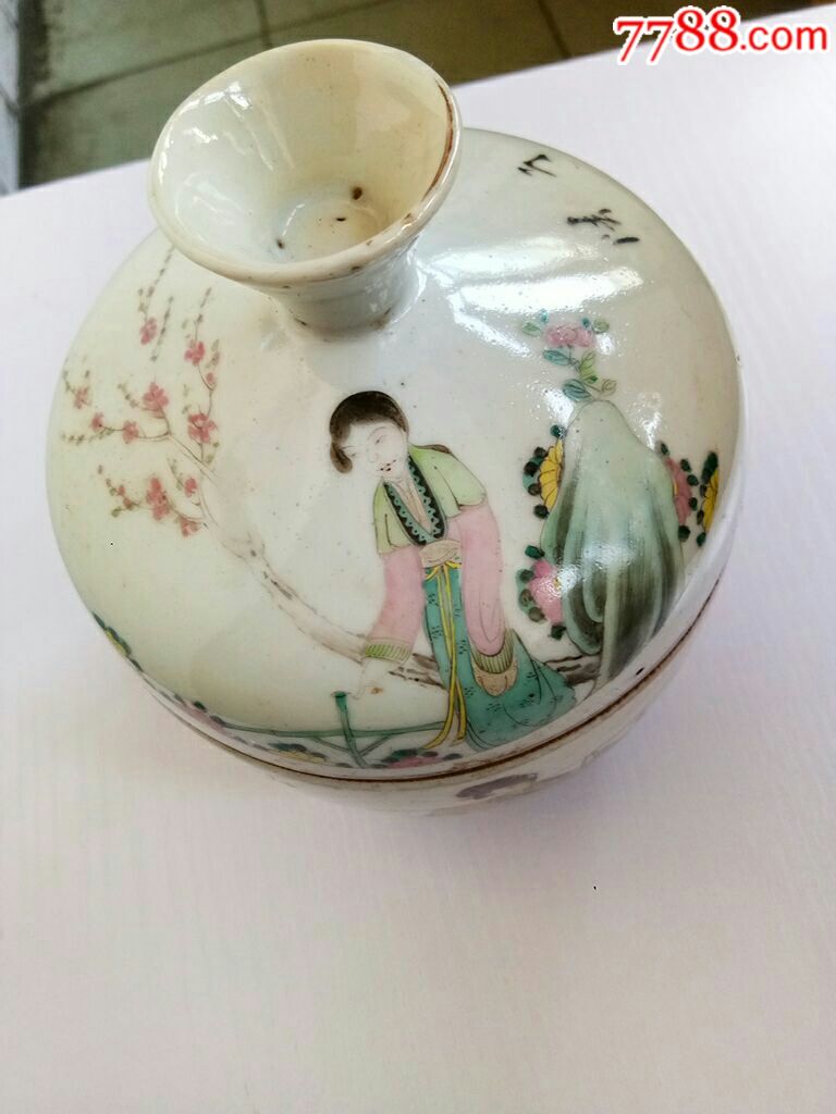 欣赏,勿询,漂亮的民国时期大名家黄益成绘粉彩盖缸