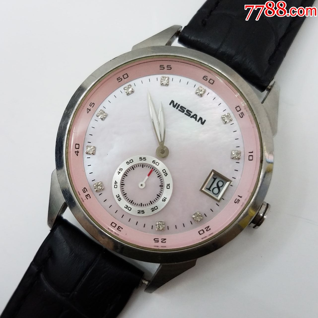 日产nissan电子女表【漂亮天然贝壳面表盘】【闪钻刻度】【小三针设计