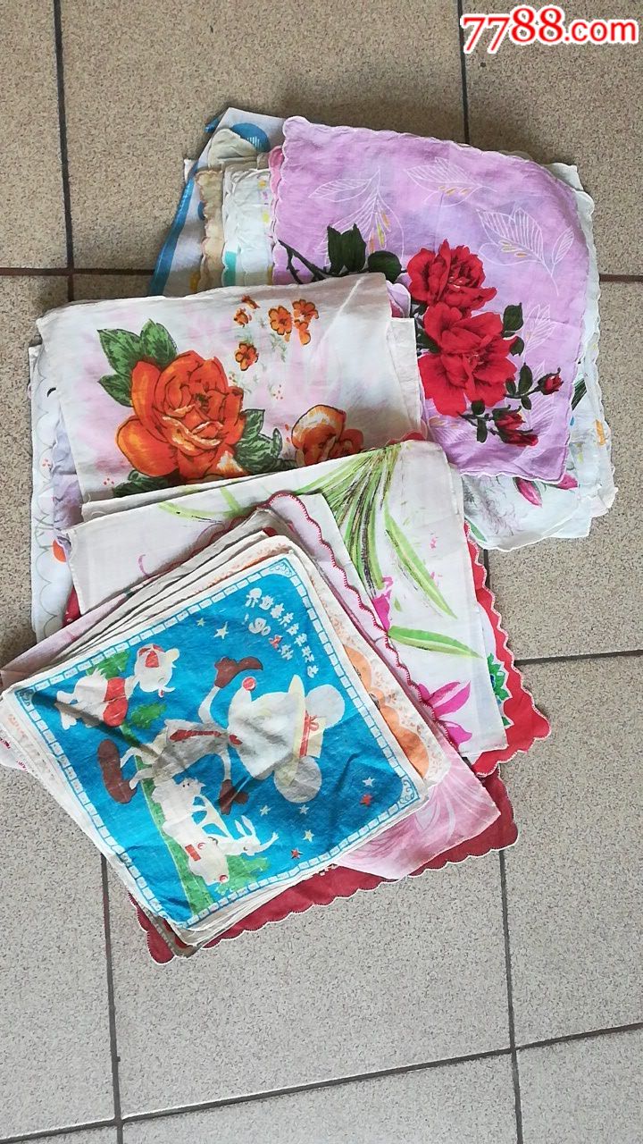 老手绢,45条手帕打包出