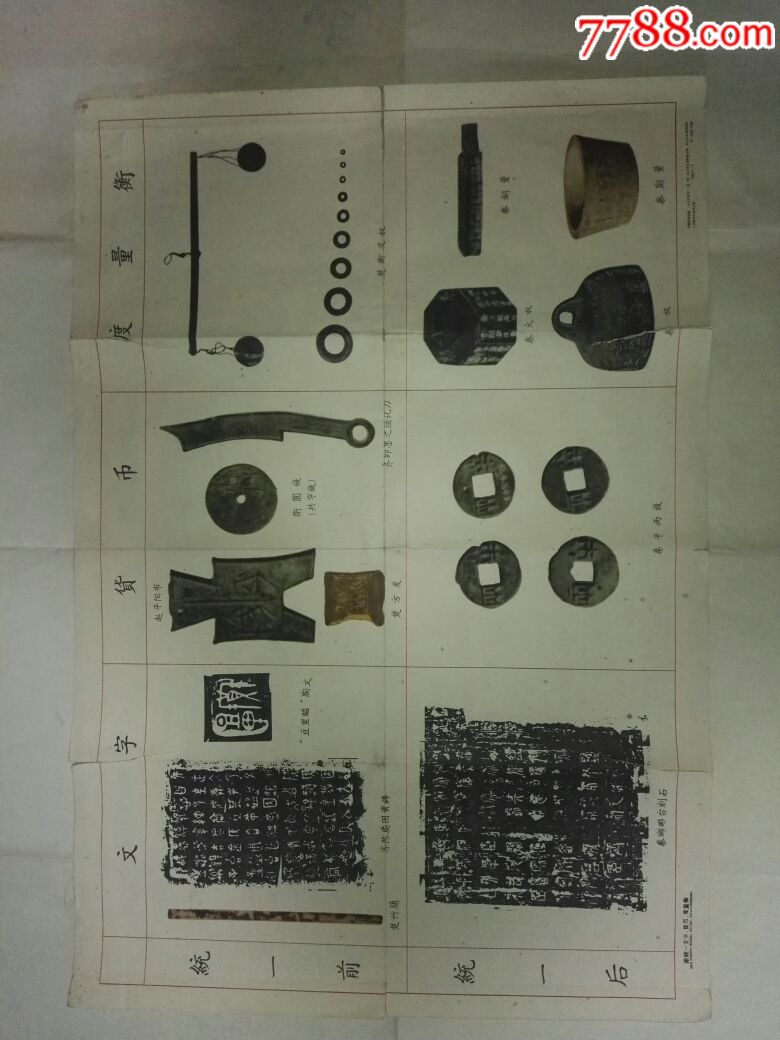 秦统一文字货币度量衡《1959年7月对开》