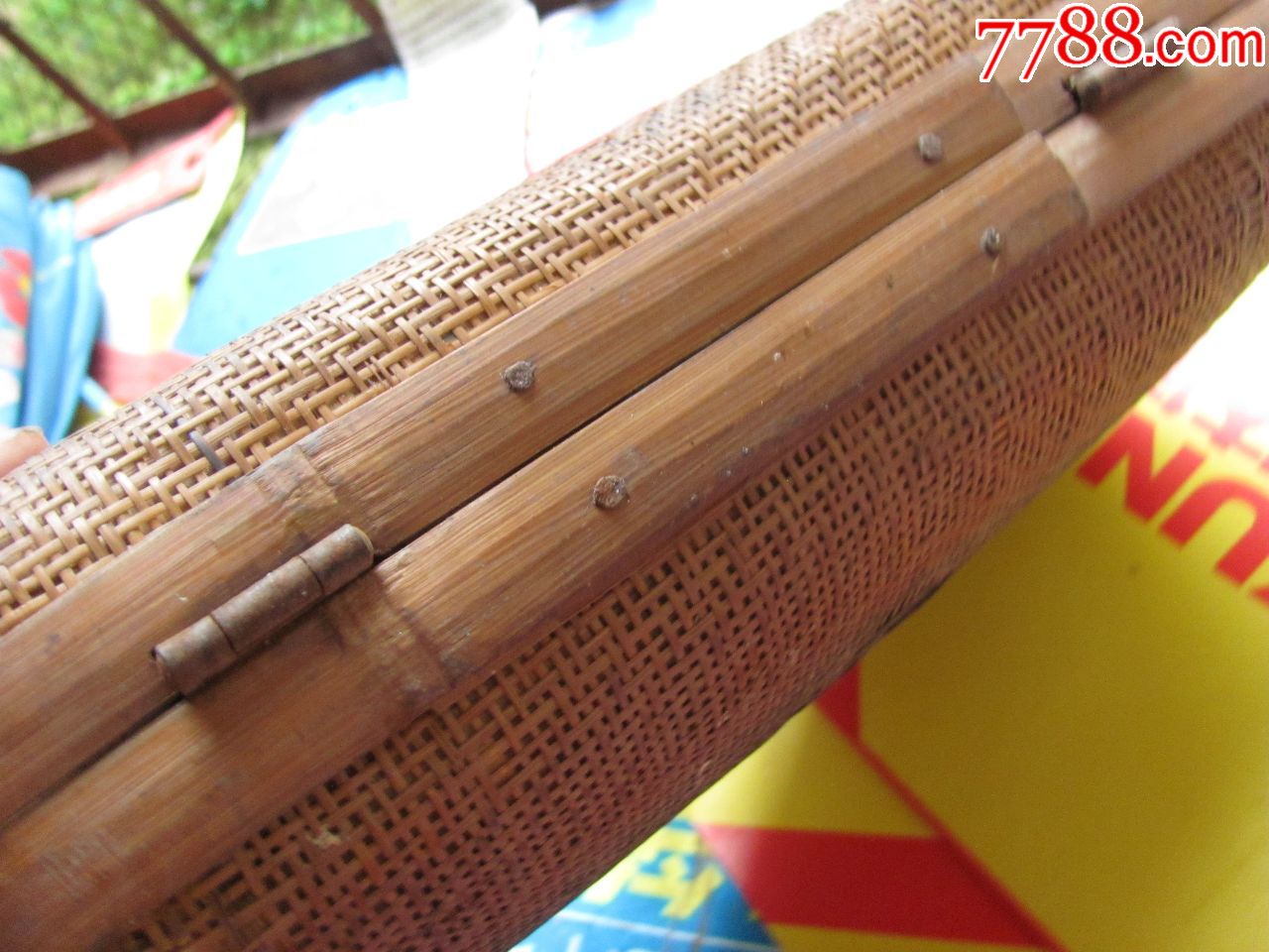 老古董纯手绘竹子麻将一副共136个含两个老色子一个竹篓