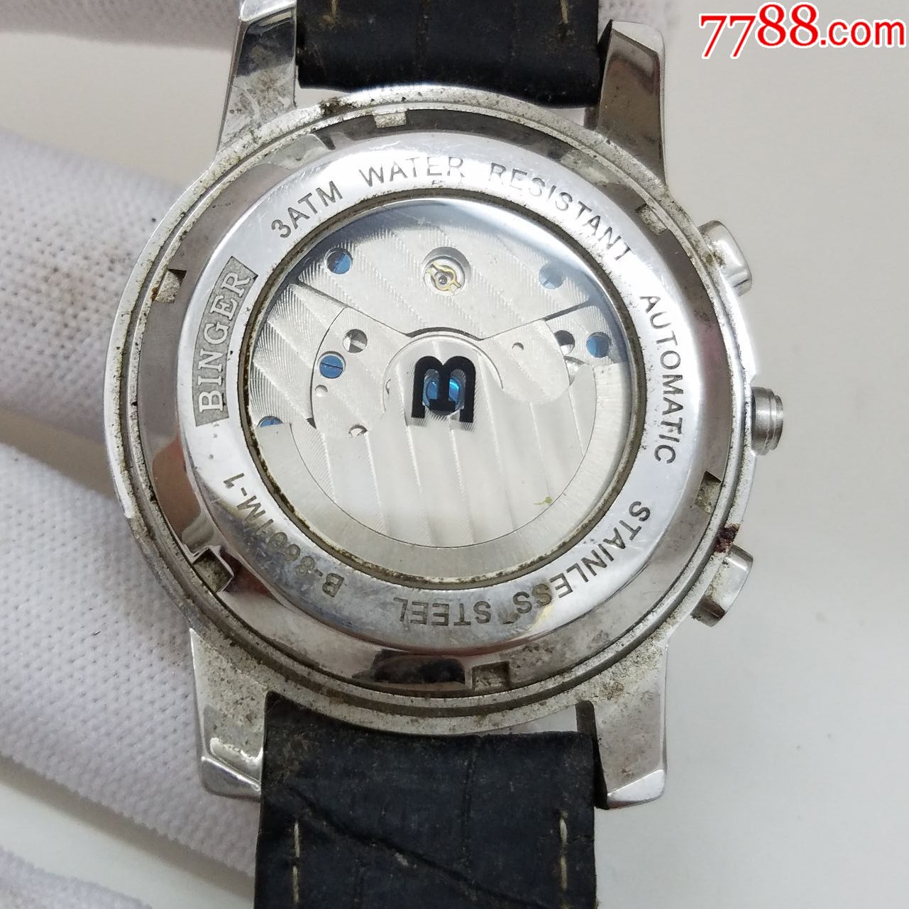 宾格自动机械男表【透明底盖,精磨机芯,镂空摆轮】【晃晃能走一两步】