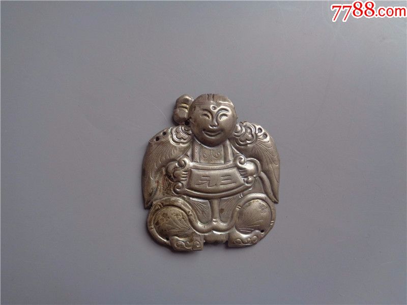 清代大阿福三元银帽花