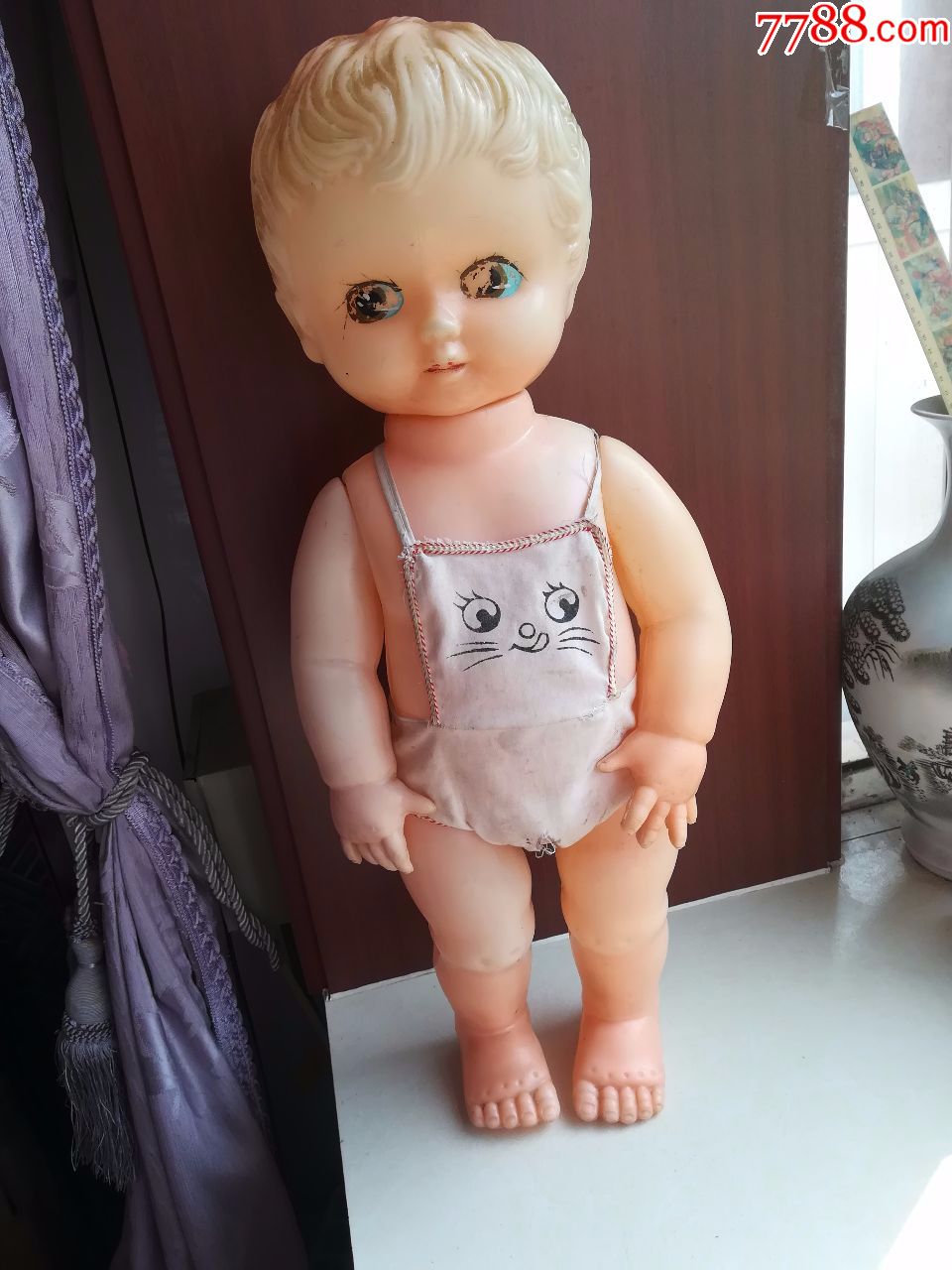 怀旧经典收藏七八十年代老式大塑料娃娃高58厘米