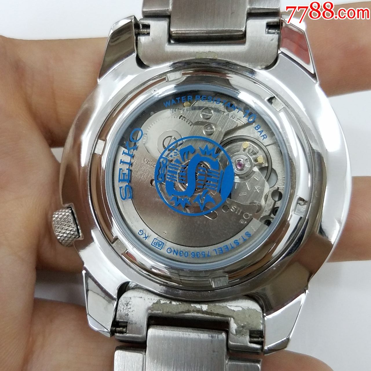 日本精工自动机械男表【nh36机芯】【透明蓝字底盖】【夜光凶猛】