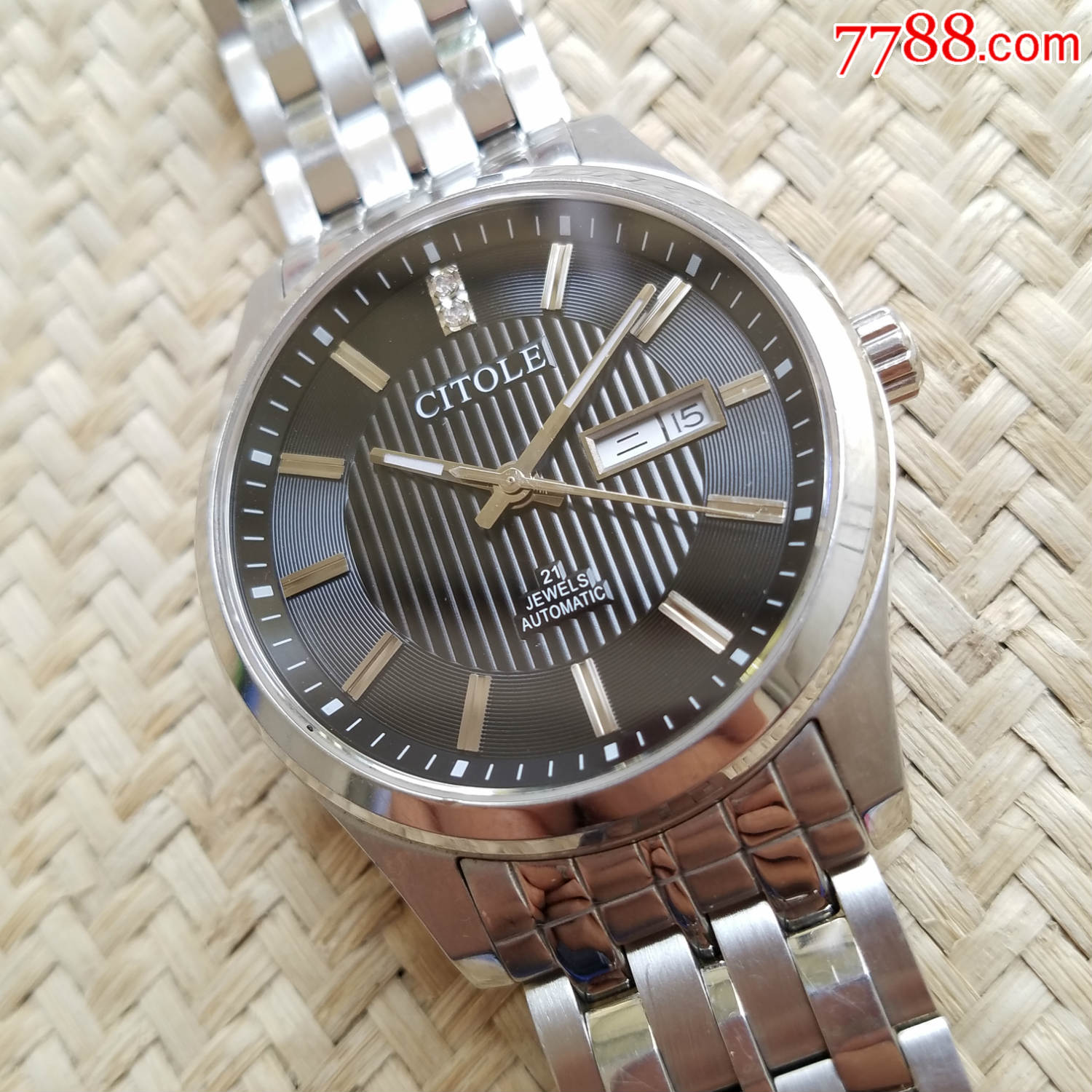 【立体唱片纹搭配立体间条纹表盘】citole西腾-自动机械男表_手表