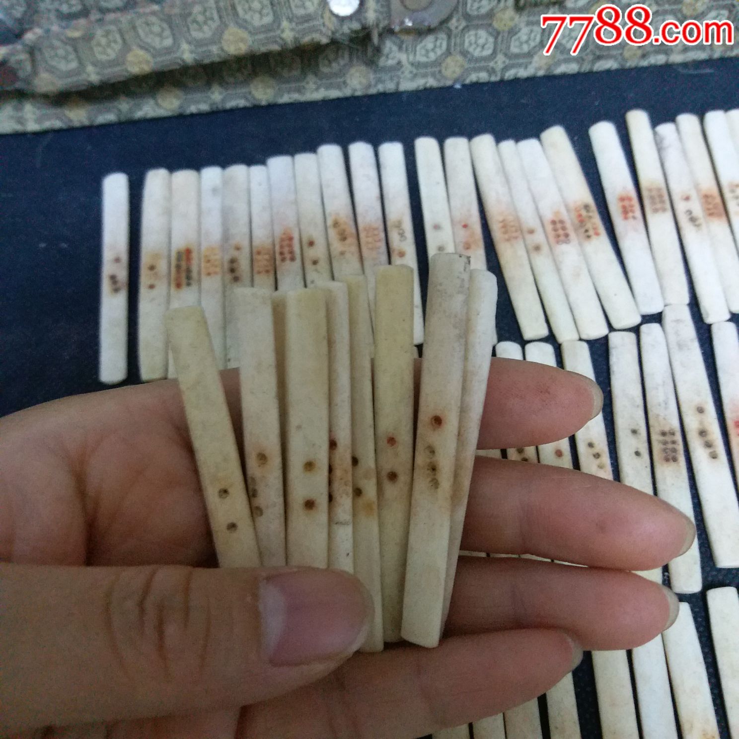 罕见民国老麻将牌老竹嵌骨麻将牌古董老麻雀牌老式麻将牌152张全加74