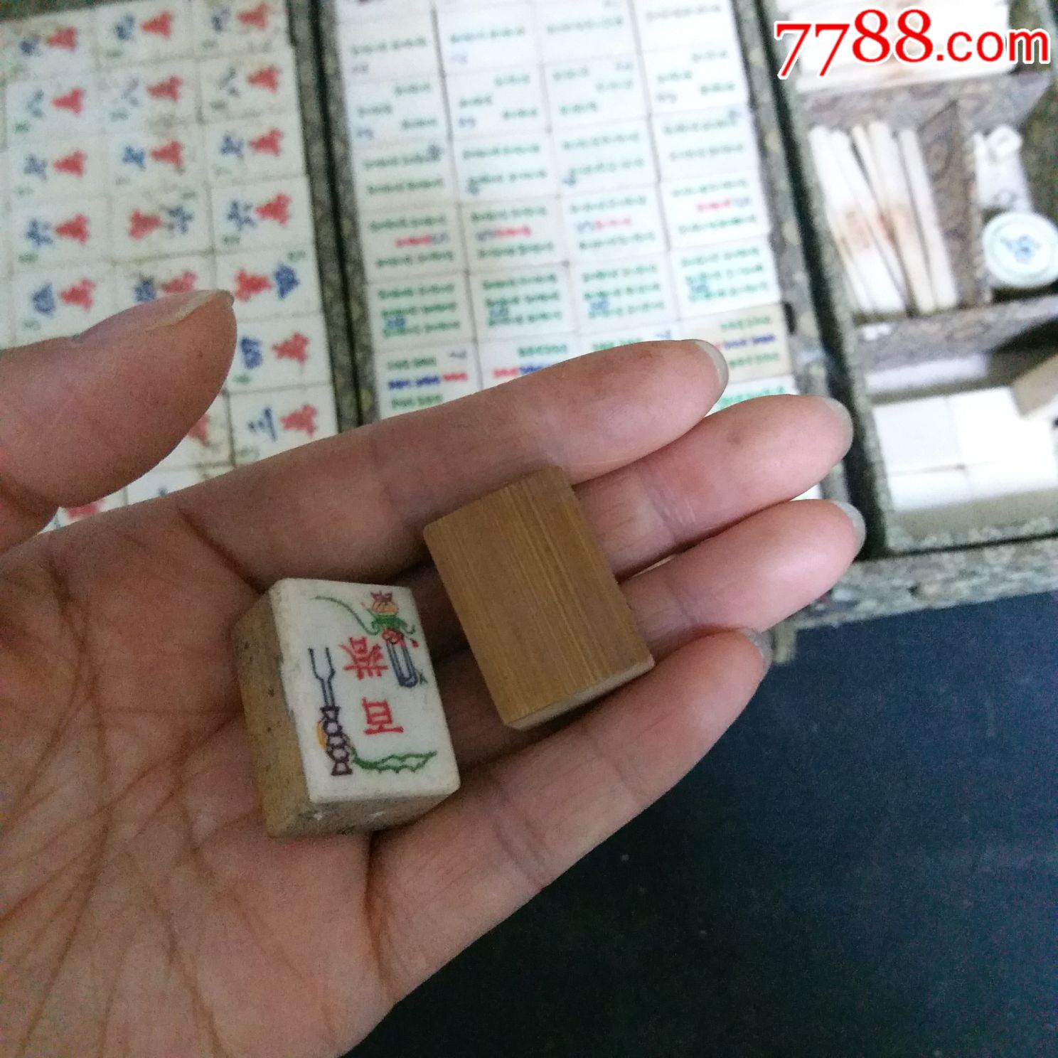 罕见民国老麻将牌老竹嵌骨麻将牌古董老麻雀牌老式麻将牌152张全加74