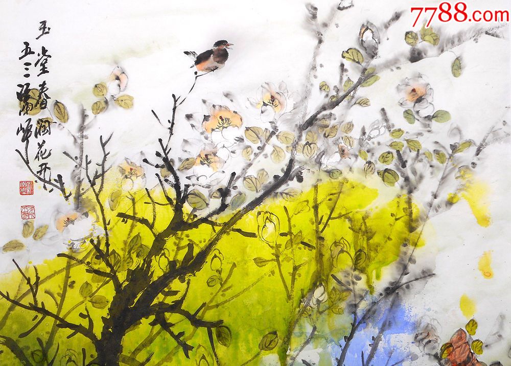 【保真名家原创作品】江南岸作品:玉堂春暖花开66*66cm