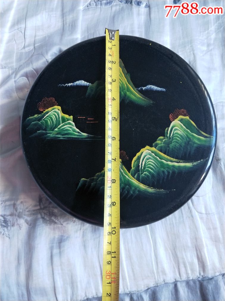 美品大漆手绘山水盒一个-50.0000元-au17637737-7788漆器收藏