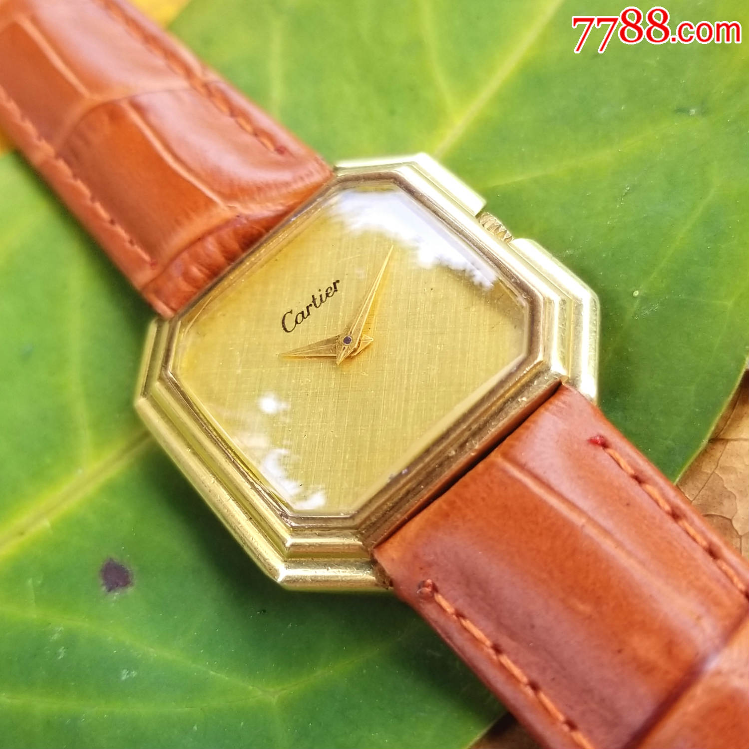 【18k包金表壳!独特八角形表壳!】瑞士奢侈名表:卡地亚-手卷机械-女表