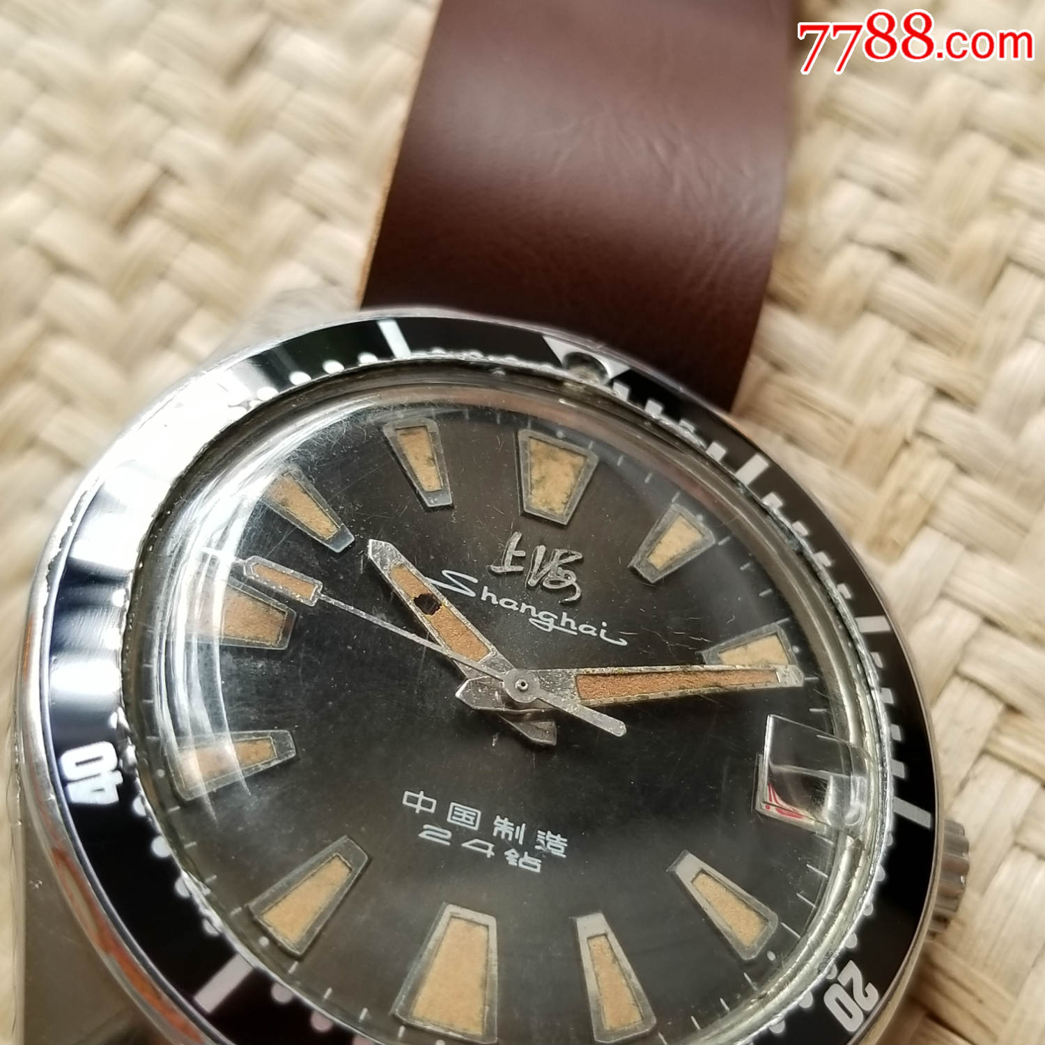 中国-上海牌-24钻军表-自动机械男表-au17703101-手表/腕表-加价