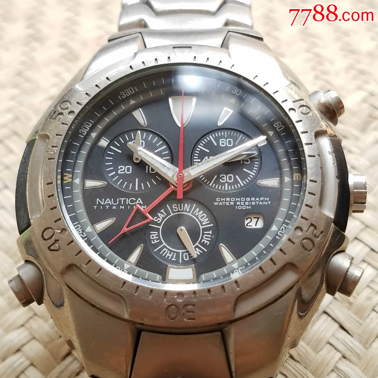 美国时装大品牌:nautica诺帝卡-闹铃-精密计时石英男表,手表/腕表