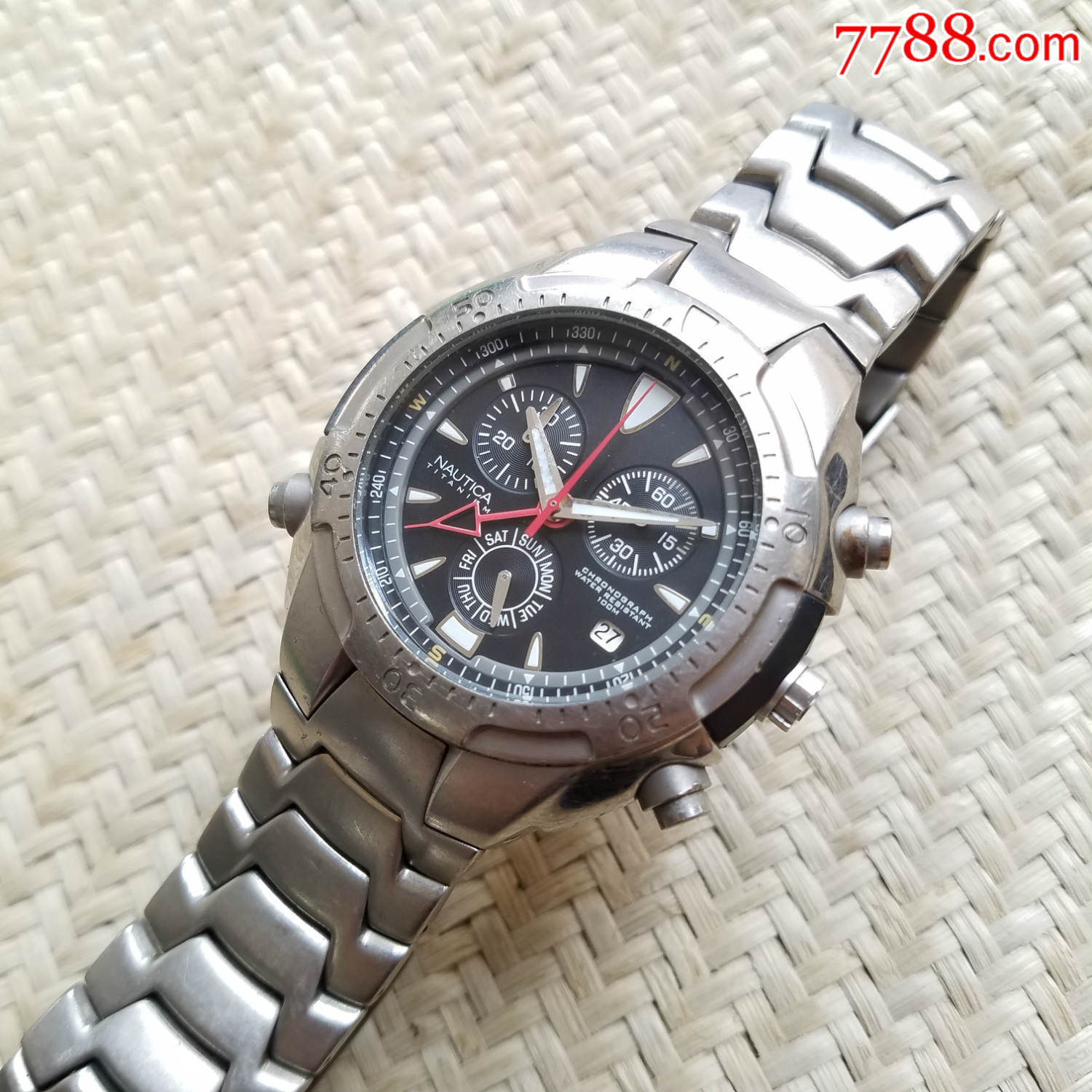 美国时装大品牌:nautica诺帝卡-闹铃-精密计时石英男表,手表/腕表