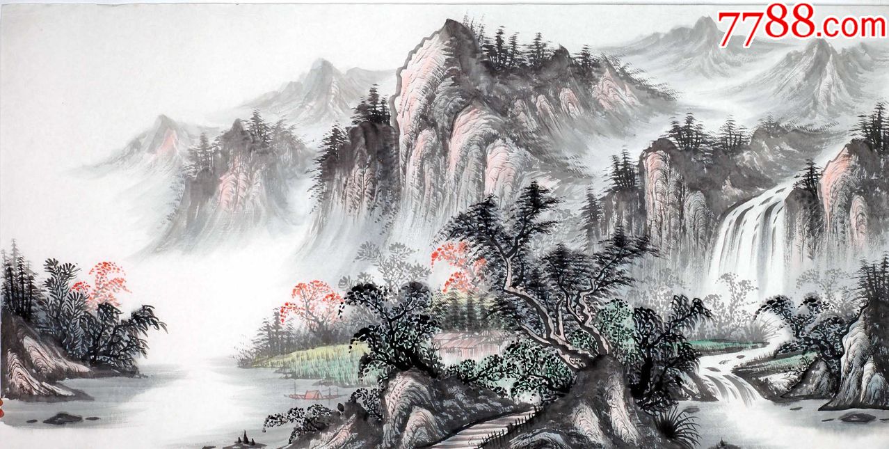 杨叶勇四尺纯手工国画山水作品