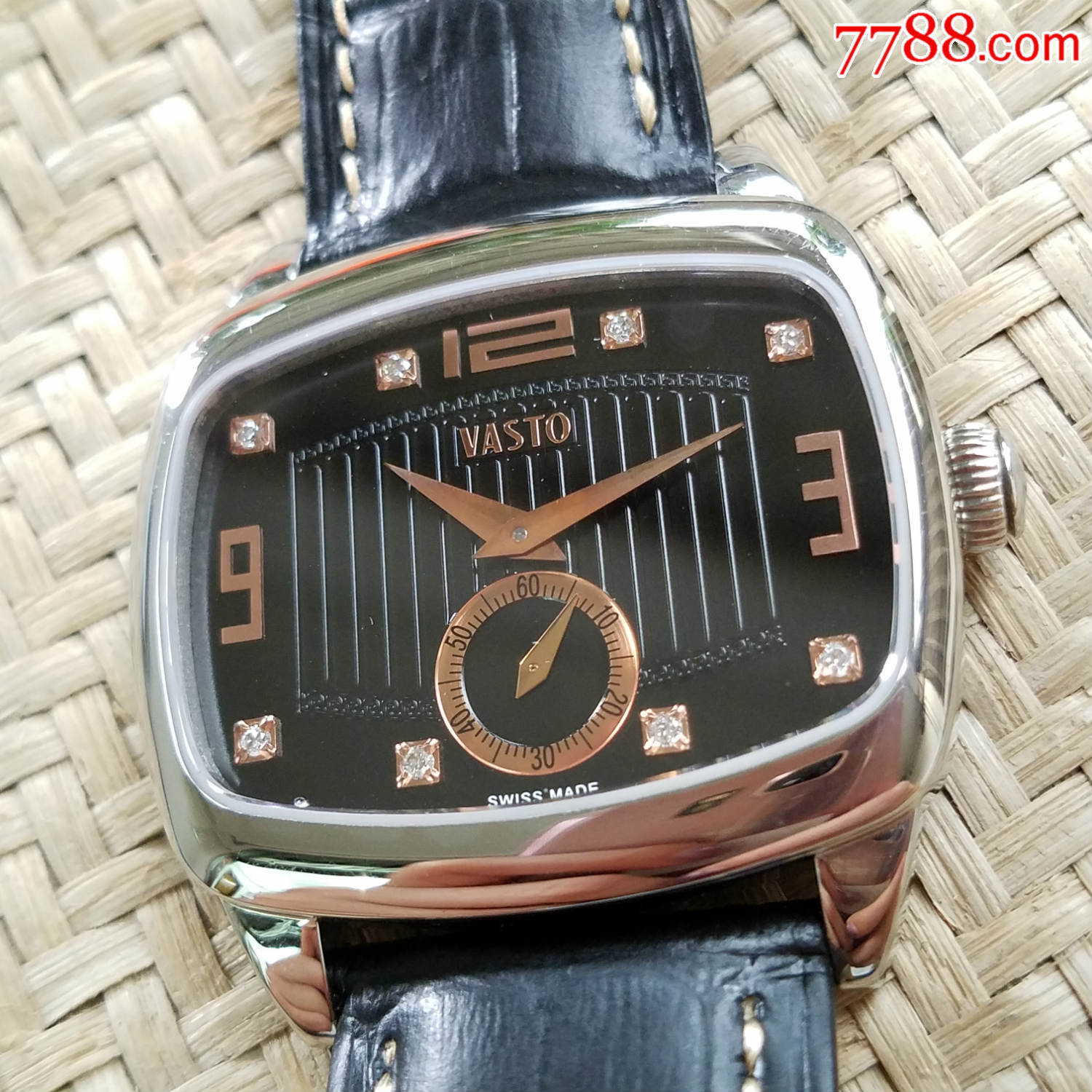 意大利奢侈时装品牌:vasto华斯度-盛世系列-小三针设计-石英男表,手表