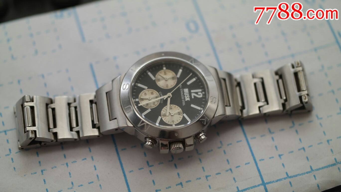 多针计时美品单历日本musk男士石英表,手表/腕表_第1张