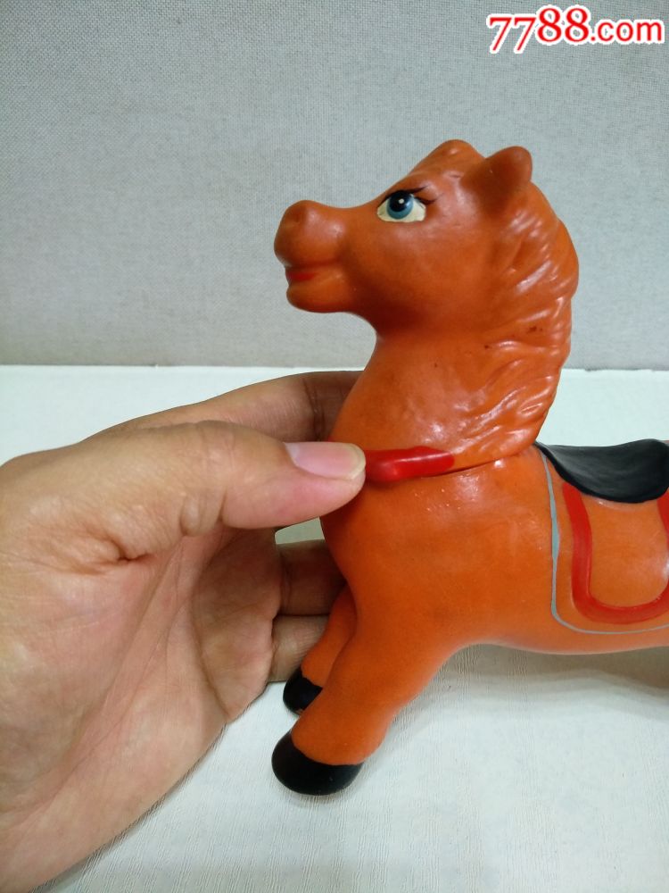 怀旧老物件收藏胶皮玩具动物造型小马