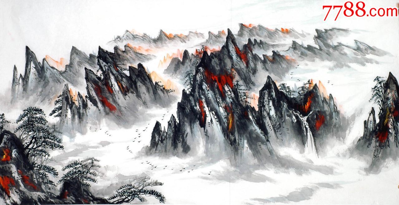 王飞画师四尺山水纯手工中国画