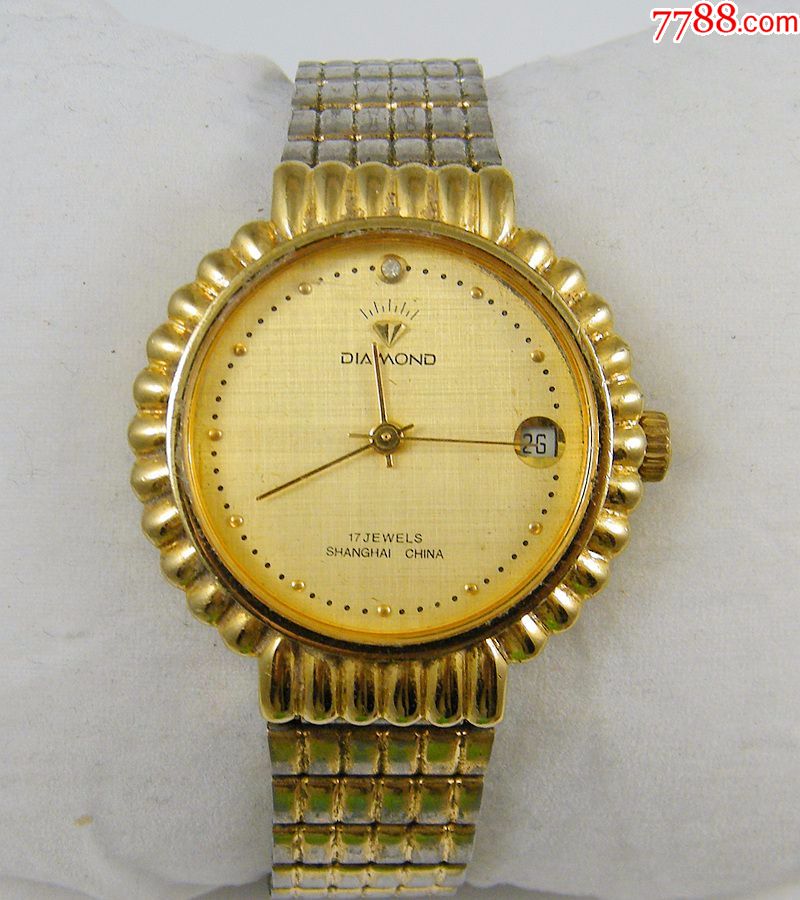 80年代上海钻石手表厂-17钻机械日历手表8120