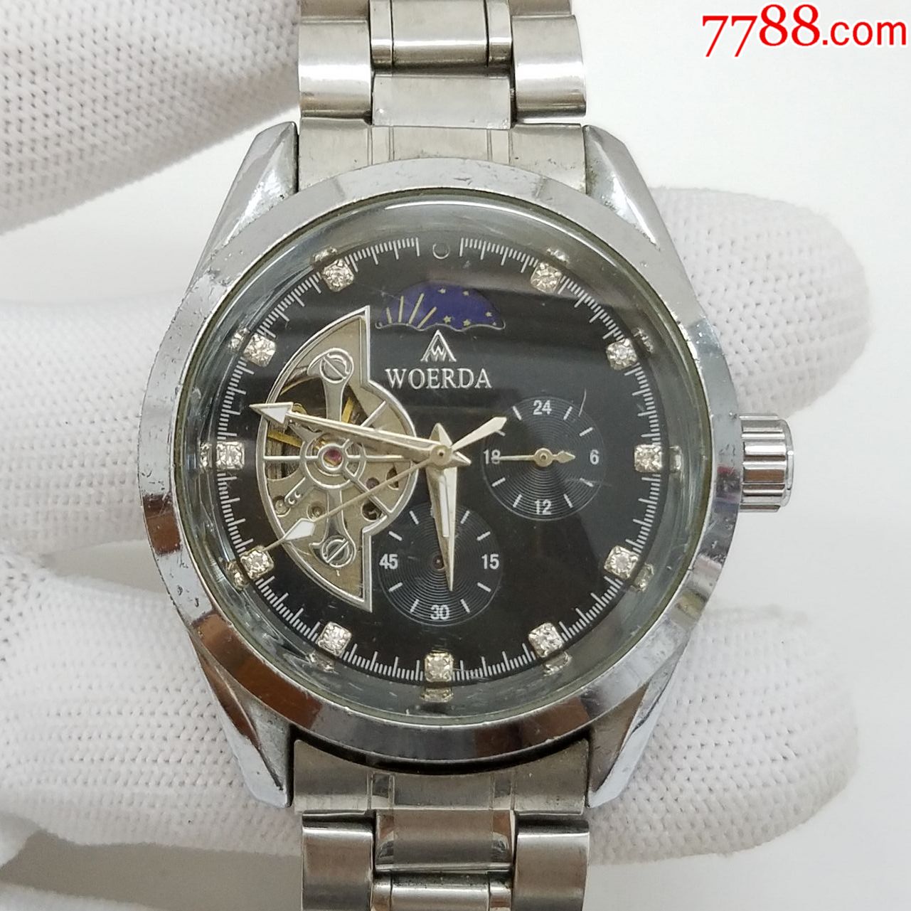 沃尔达woerda自动机械男表【镂空摆轮】【晃晃能走】