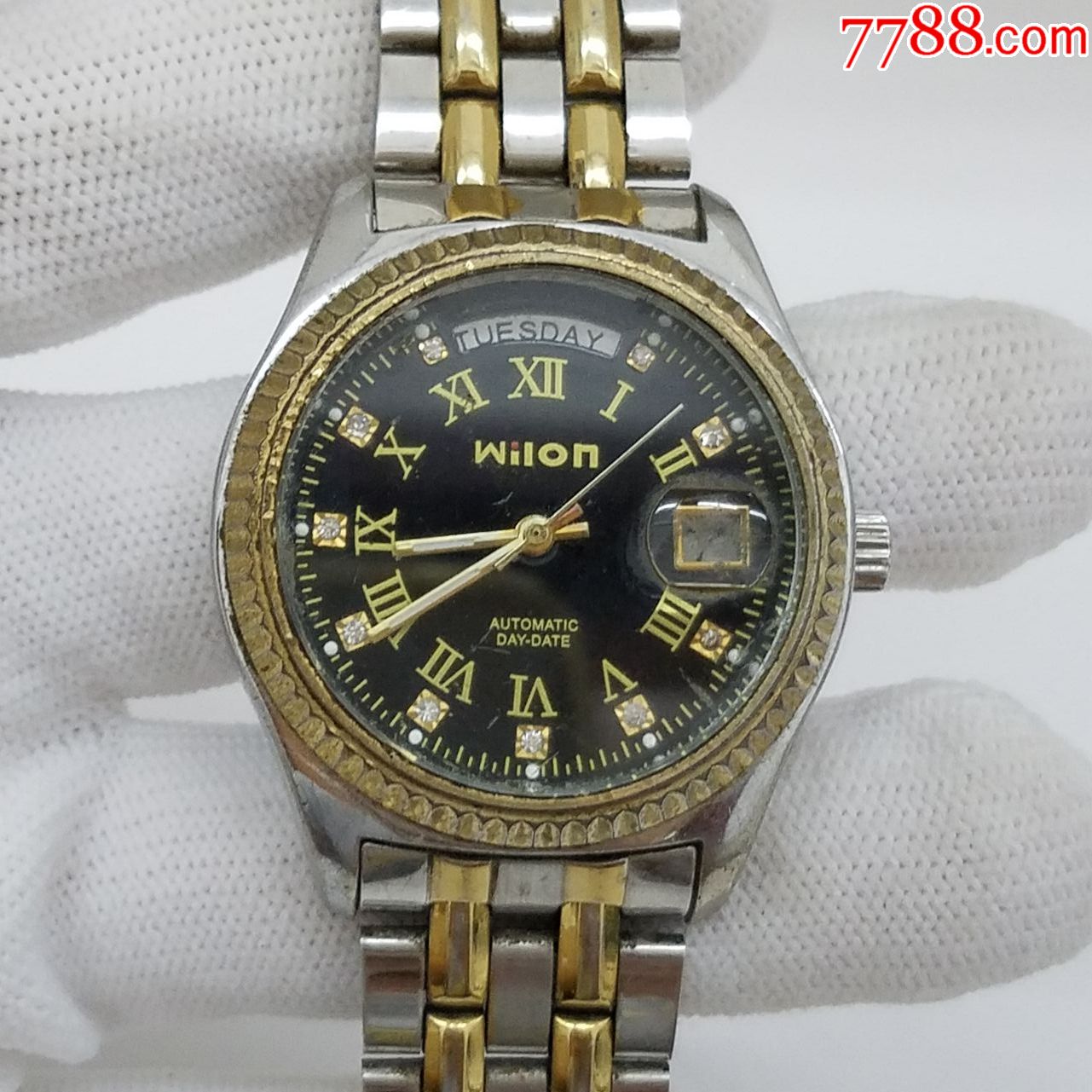 wilon威龙自动机械男表【透明底盖】【闪钻金罗马刻度,金针】【开天窗