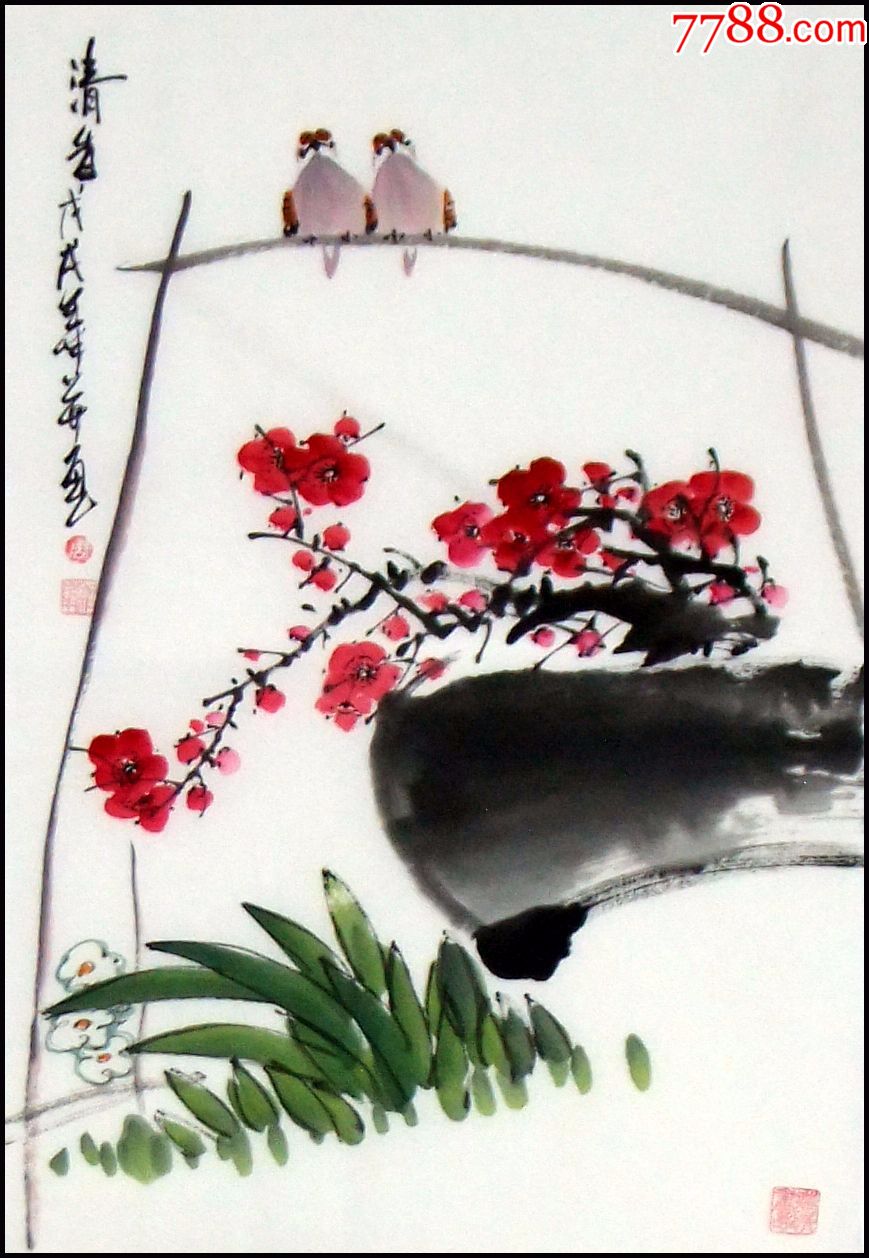 周绍峰四尺三开花鸟画-zc17872713-花鸟国画原作-加价-7788收藏__中国